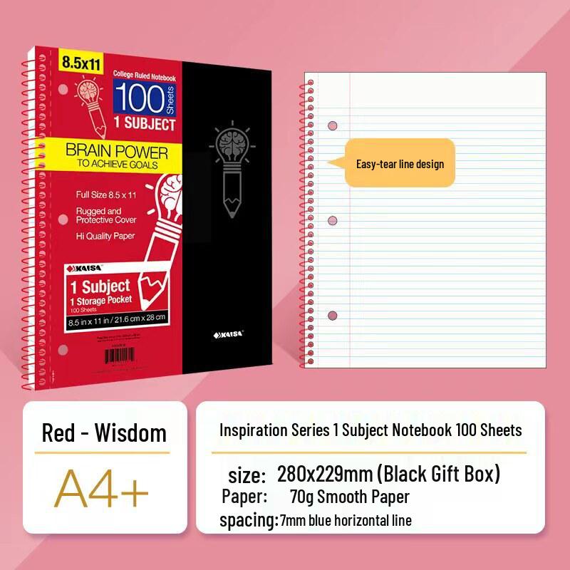 Kaisa American Inspiration Spiral Notebook - Sectioned for College and Graduate Exams, Loose-leaf