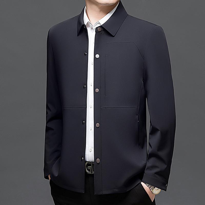 Jaqueta Masculina Casual de Negócios em Seda de Leite para Primavera - Gola Simples Outerwear Juvenil