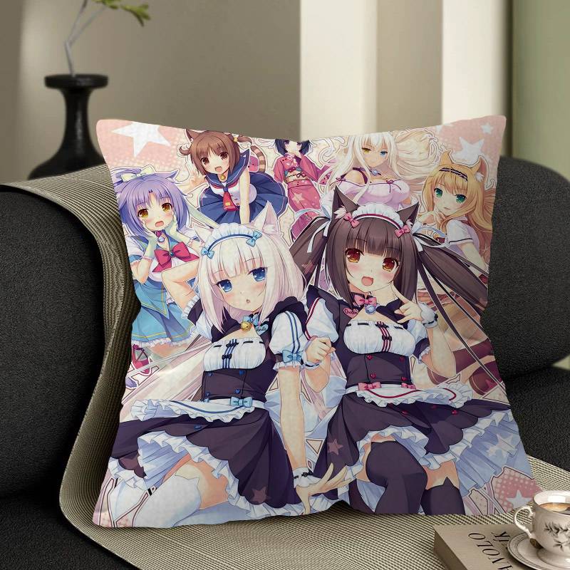 

Nekopara Cat Girl Stitch Lucky Dragon Pillow Cover Sofa Cushion Cover Home Room Decoration Children Gift 12x12Inch