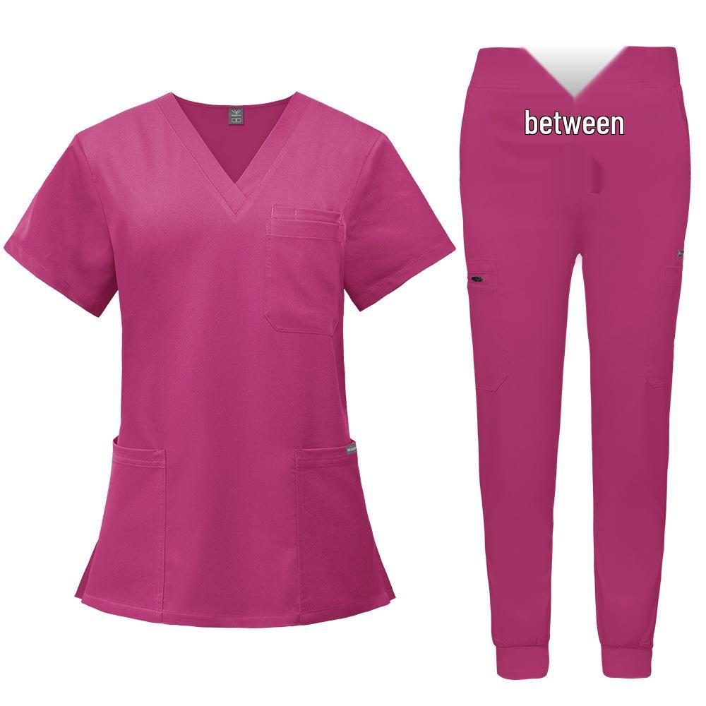 Double-Layer Multifunction Pocket Scrub Suit for Anesthesiologists - Short Sleeve, Long Pants Set