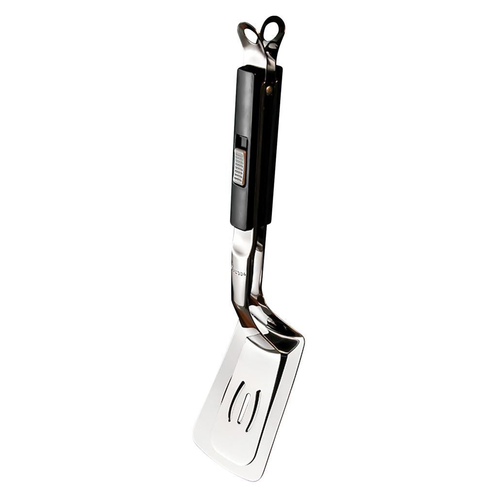 Anti-Scald Extended Handle Spatula Tongs Stainless Steel Grill Clamp Spatula for Flipping Steak Fish Bread Hamburger BBQ Frying