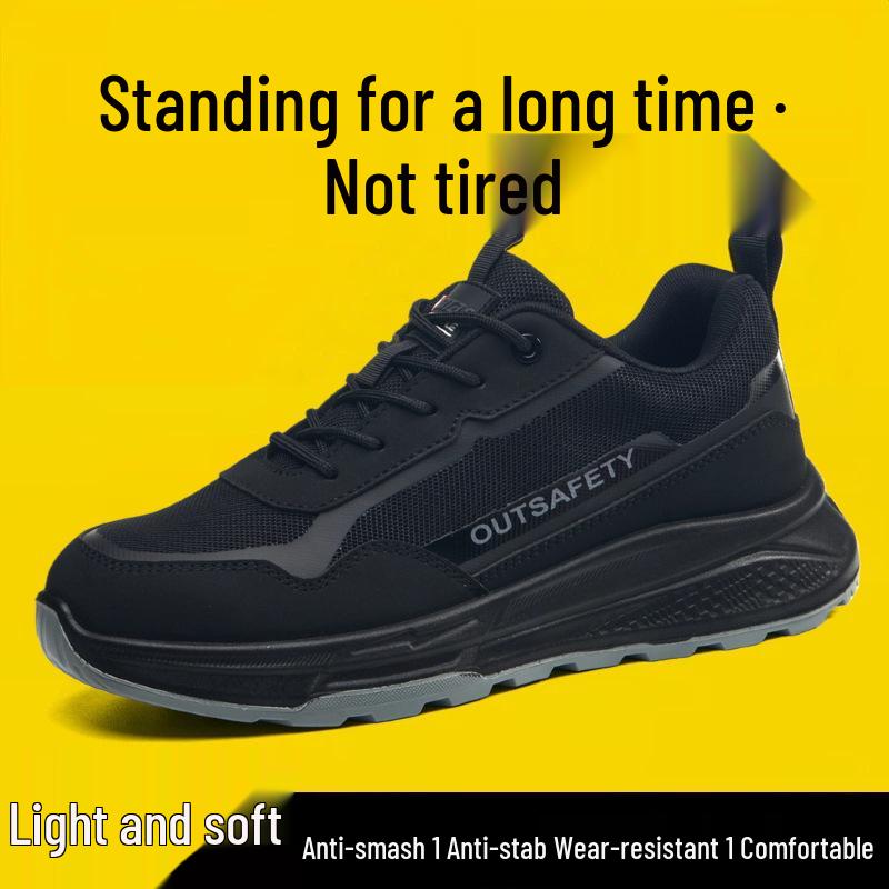 Men's Summer Steel Toe Safety Shoes - Breathable, Anti-Smash, Puncture-Resistant Work Boots for Construction Sites