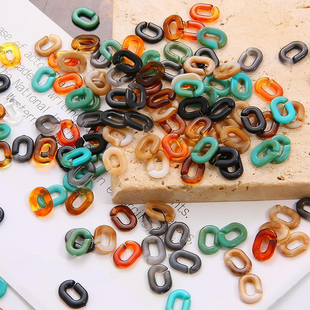 100 szt. 9x6mm Akrylowe Płaskie O Kształcie Otwarte Ogniwa Łączące Koraliki Łańcuszka do Tworzenia Biżuterii DIY