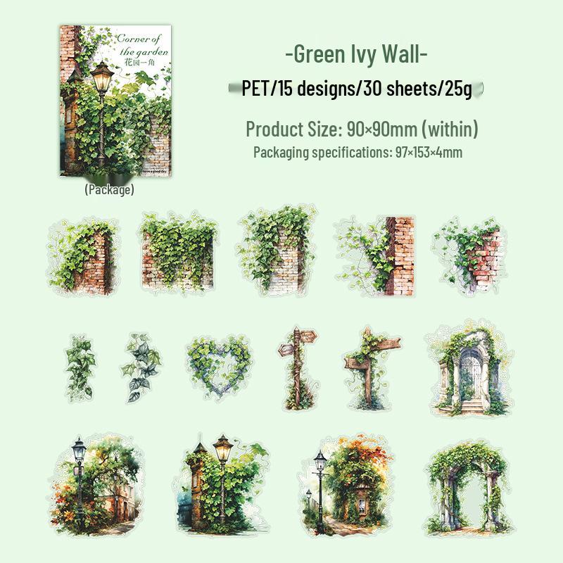 Garden Series: A Beautiful Day PET Sticker Pack - 30 Sheets, 6 Designs