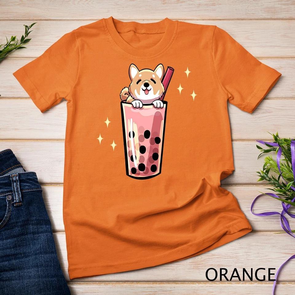 Shiba Inu Boba Bubble Milk Tea Kawaii Japanese Dog Owner Unisex T-shirt 5 3XL