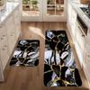 1PC Marble Vein & Gold Accent Kitchen Rug Non-Slip Door Mat Pop design Bathroom Rug Bath Mat Carpet for Home Sink Laundry Decor