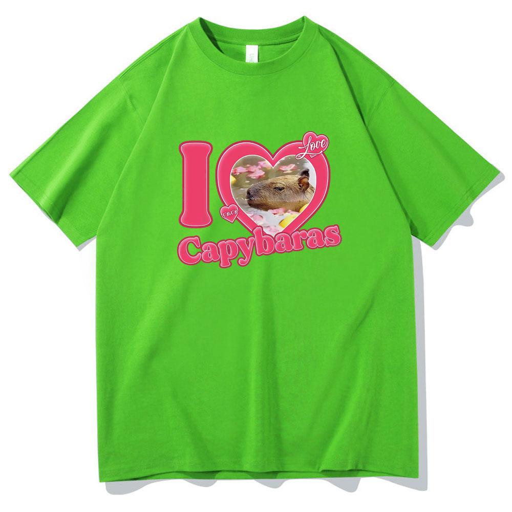 I Love Capybaras Print Men Women Fashion Casual Loose Tshirts Crew Neck Hip Hop Man Funny Tshirt Male Tee Shirt Male Streetwear