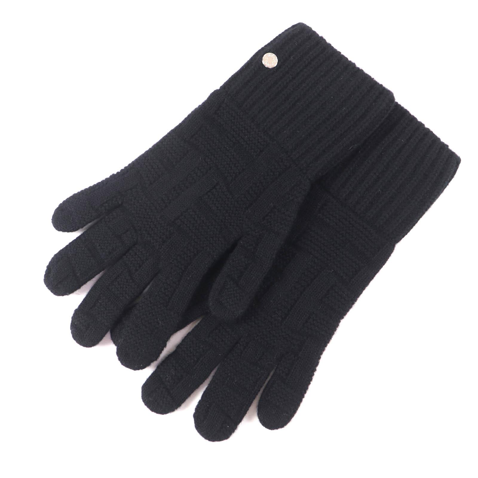 

Excellent HERMES gloves Serie Metal H Design Knit Gloves black wool mens S Used