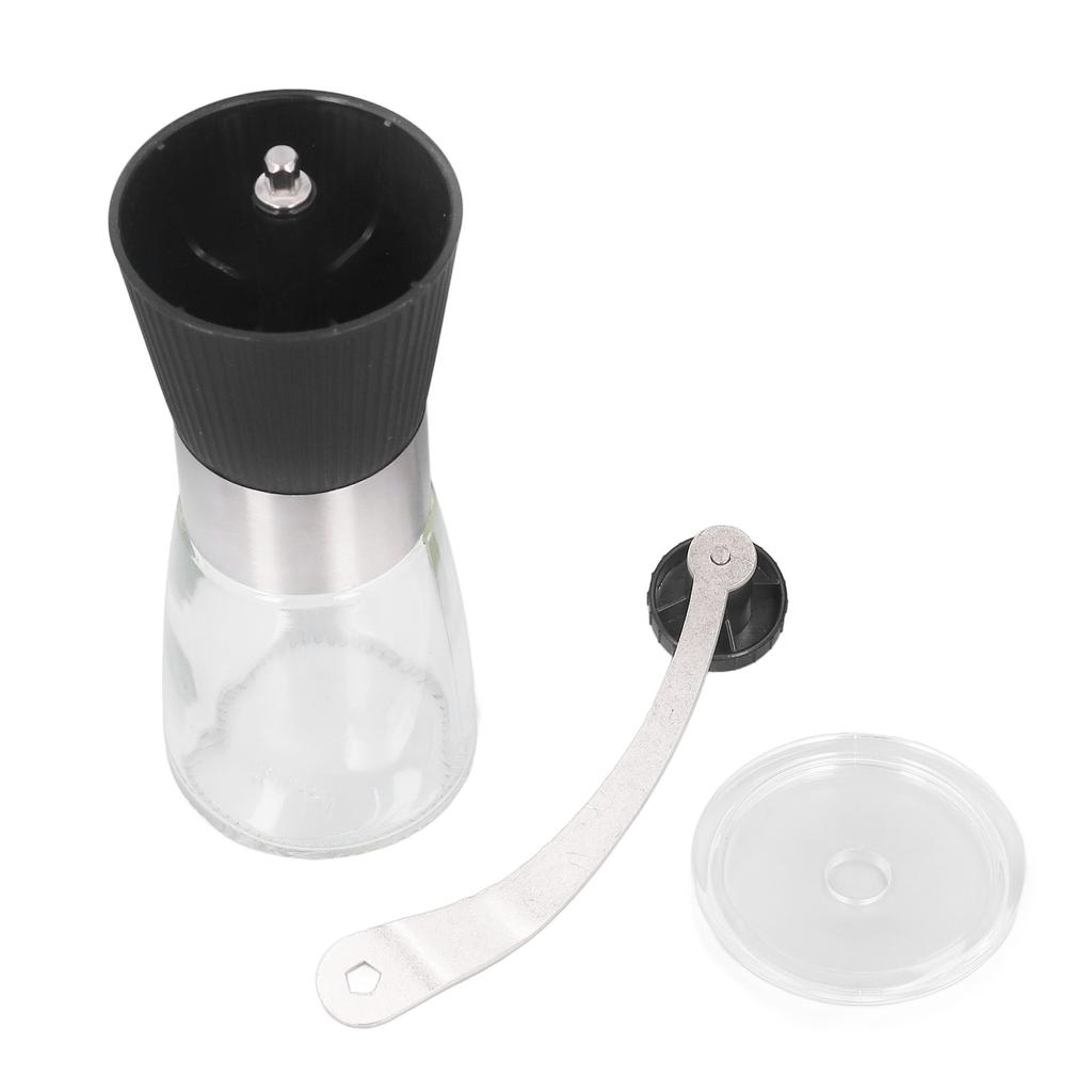 Manuelle Kaffeemühle Glas Edelstahl Multifunktional Gleichmäßiges Feines Mahlen Handkurbel Kaffee