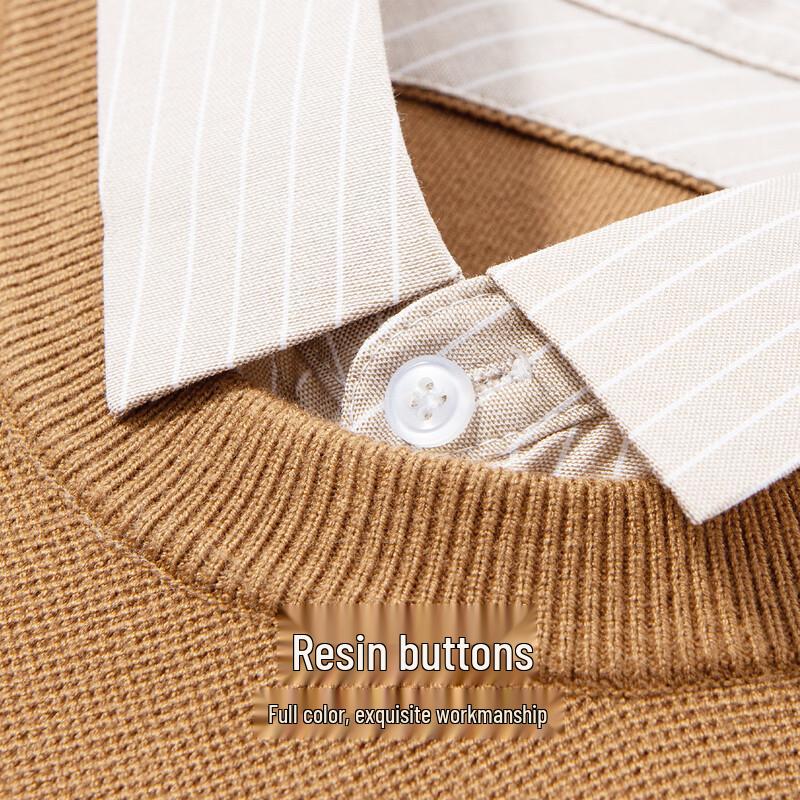 Hodo Men's Thickened Faux Two-Piece Shirt Collar Knitted Sweater