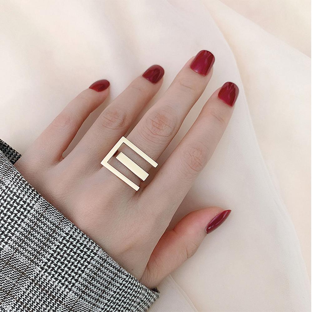 Party Accessories Geometric Gifts Girls Trendy Finger Rings Hollow Ring Rectangular Open Ring