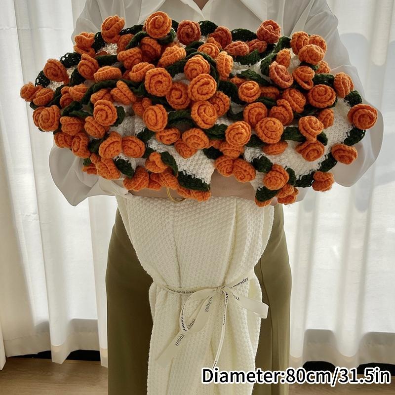 Knitting Sunflower Finished Blanket Roses Bouquet Sofa Blankets Crochet Flower Bouquet Blanket Mother'S Day Gift Manta De Rosas