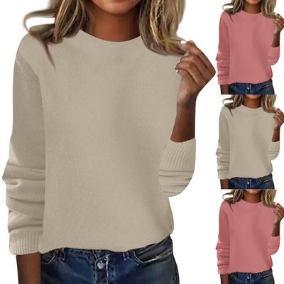 Women's Fashion Loose Round Neck Long Sleeve Bottom Shirt Top Knitted Sweater