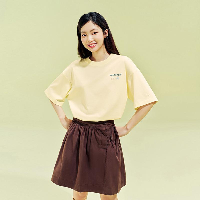 Anta Lifestyle Series Casual Short Sleeve Knitted Shirt Summer T-Shirt Unisex tops Banana-Yellow 972628118-2