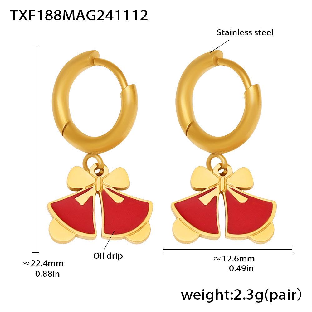 Qiong Yao Holiday Zirconia & Enamel Stainless Steel Earring Set