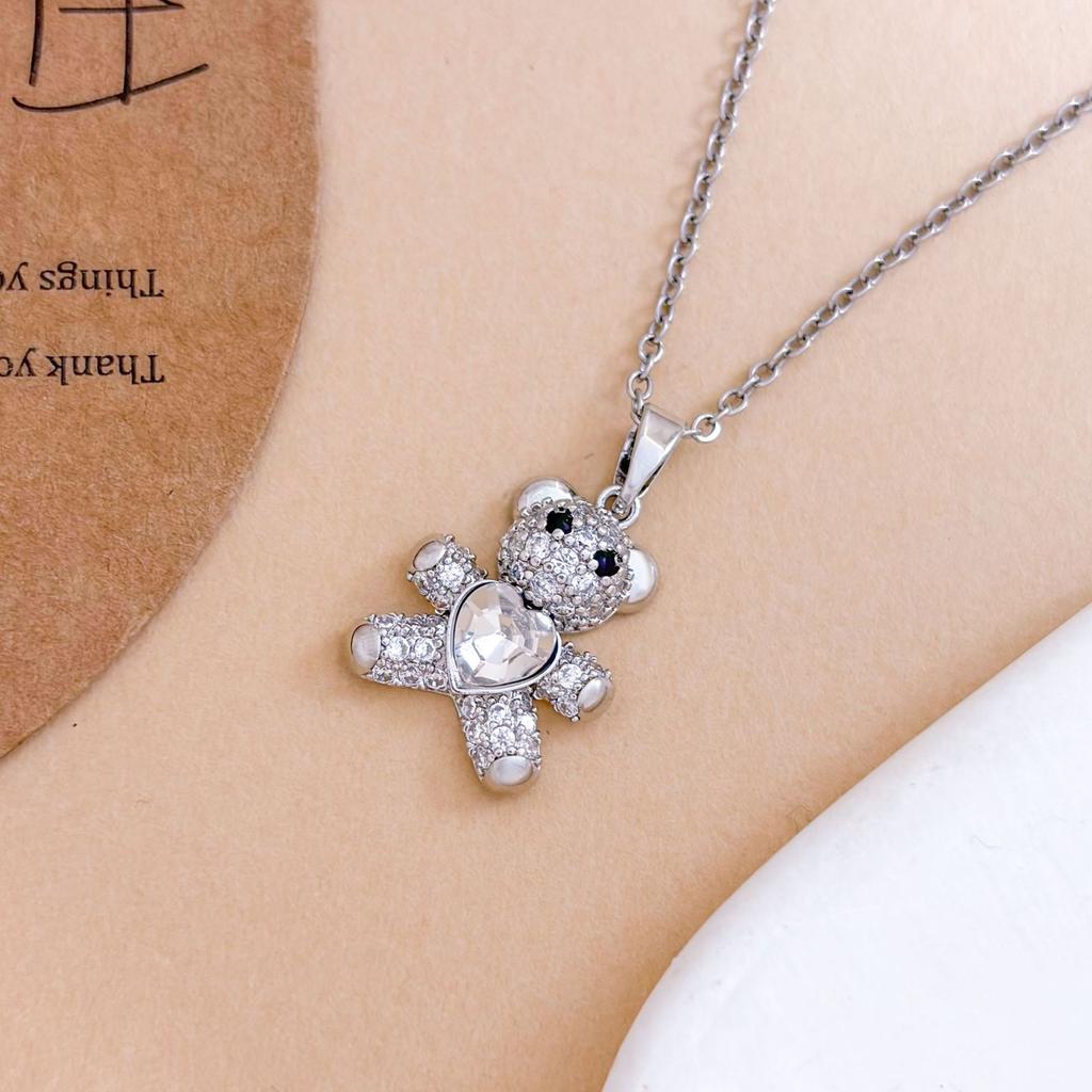 Necklace Fashion Zircon Bear Temperament Necklace Accessories Women's High Sense Light Luxury Full Zirconium Versatile Accessories