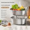 Extra Thick Double-Layer Stainless Steel Square Basin for Vegetable, Fruit, & Rice Washing