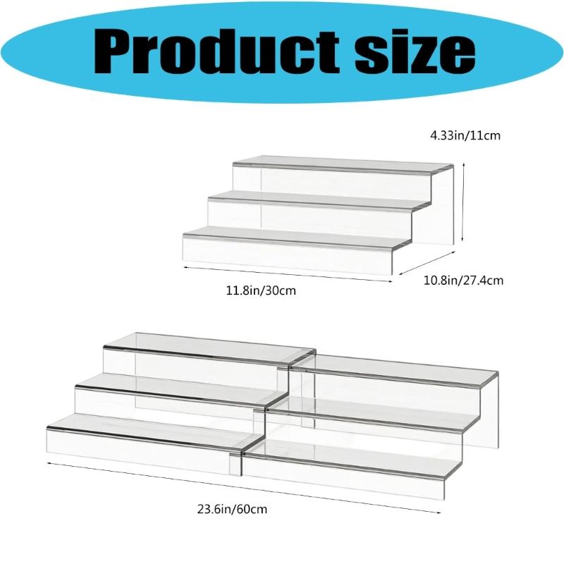 3 Step Clear Acrylic Shelf for Cans and Spice Jars, Expandable Storage Rack for Kitchen Counters, Cabinets, Cosmetics and Small Supplies