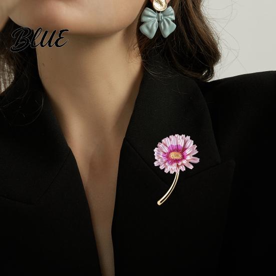 Flower Brooch Jewelry Women Gradient Enamel Design Suit Lapel Lightweight