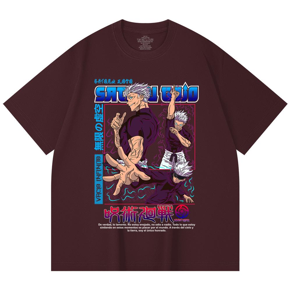 

230 Gsm 100% Cotton Jujutsu Kaisen V25 Gojo Print Unisex Heavy Cotton T Shirt 2XL