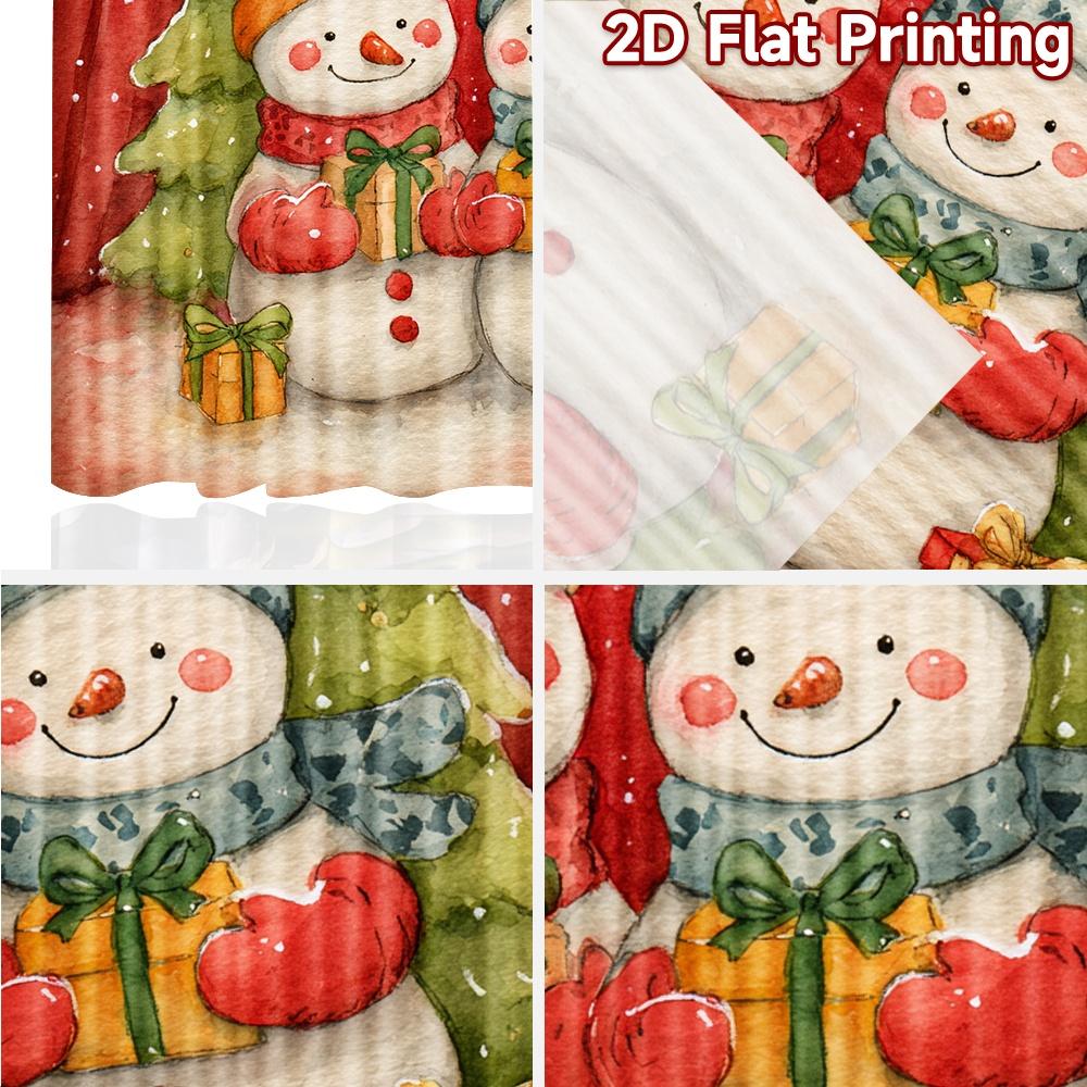 2pcs, 2D FLAT PRINTING Curtains (Without Rod) Festive Snowmen Halloween Festival Fashion Curtains Versatile Polyester Curtains