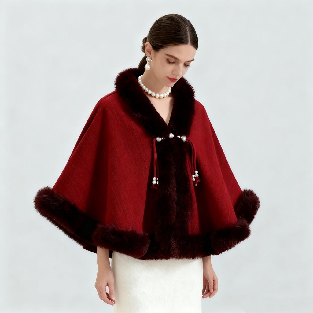 New Velvet And Thick Fur Collar Shawl For Women To Keep Warm