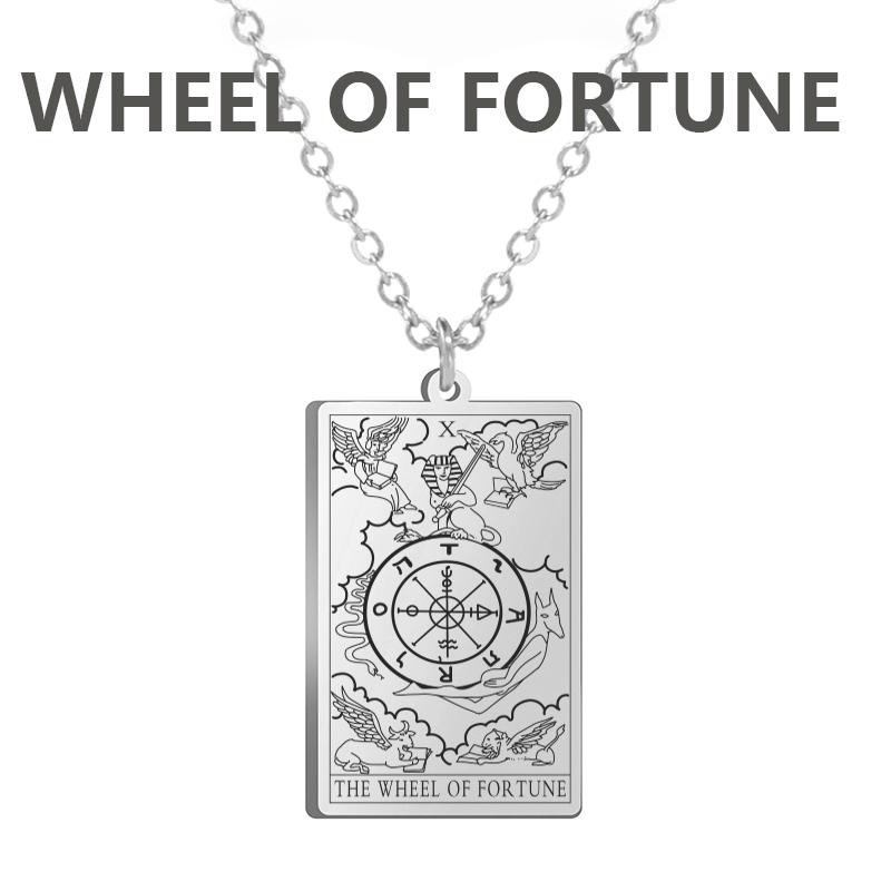 LIKGREAT Tarot Card Necklace Major Arcana Tarots Stainless Steel Necklaces Divination Jewelry Birthday Gift for Women Men