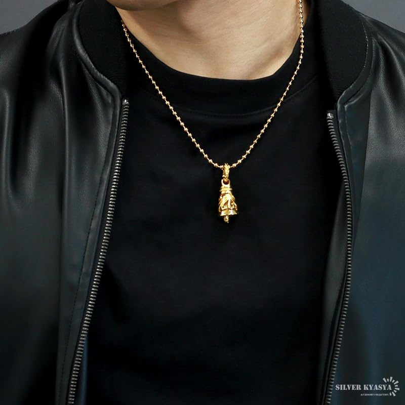 Stainless Steel Bell Arabesque Double Crane Bell Silver Bell 18k Arabesque Ball Chain [silver KYASYA] Necklace, Necklace, Pendant, Gp,