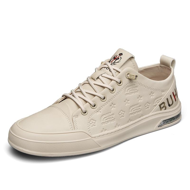 Men Leather Casual Sneakers Fashion Low Top Walking Shoes Non Slip Soft Sole Lace Up Daily Street Shoes Sizes 39-44 Daily Wear 39