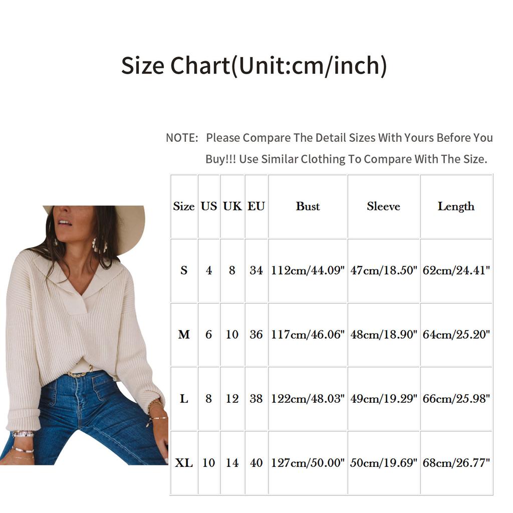 Fashion Women's Lapel Solid Color Pullover Blouse Knit Button Sweater