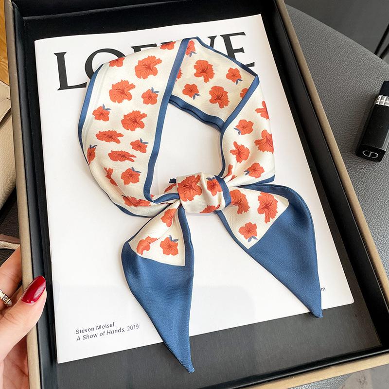 Langer, dünner Seidenschal für Damen, Haarband, Krawatte, Design-Print, Luxusmarke, Haarreifen-Accessoires, coole Mädchen-Schals, Sommer 2021