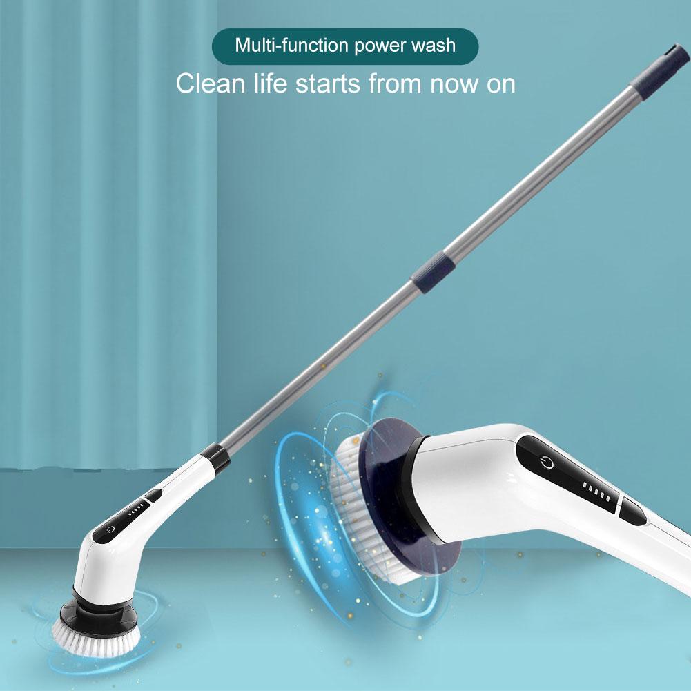 7 In 1 Bathroom/Shower Scrubber with 8 Replacement Brush Heads Window Cleaner 90Mins Working Time Rotatable Bathroom Accessories