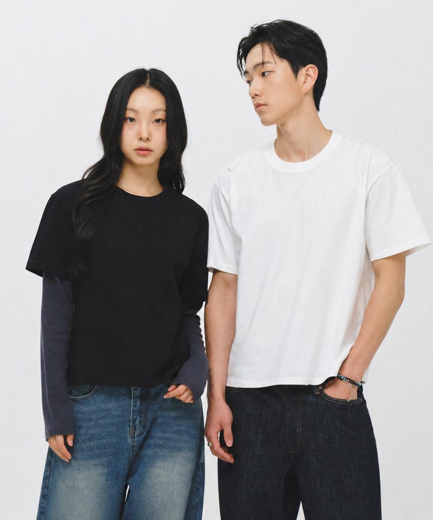 ECORR [2Pack] Daily Crop Plain Short Sleeve T-Shirt: 5 Colors
