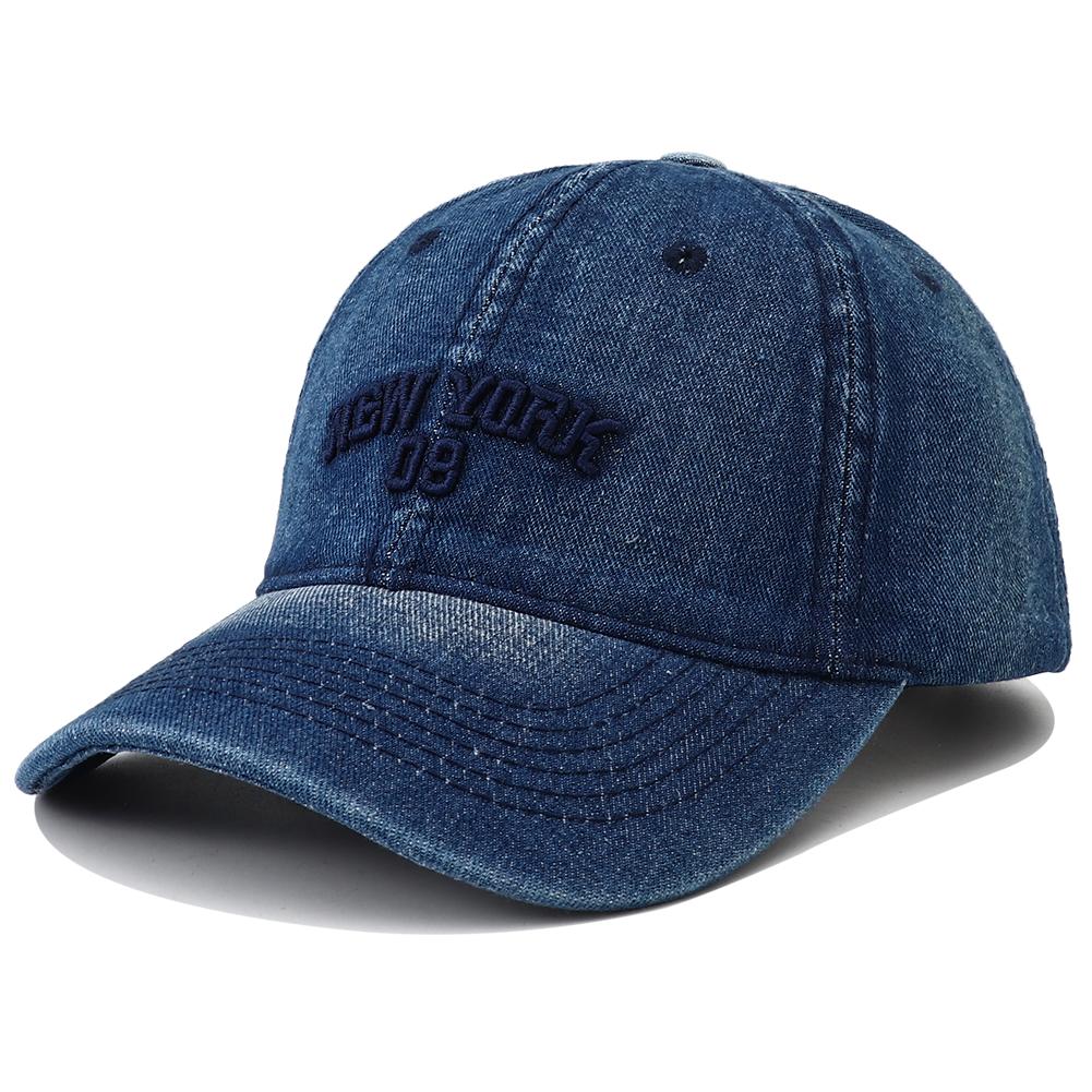 High Quality New York Embroidery Washed Denim Baseball Caps for Women Men Jeans Distressed Faded Snapback Hat Outdoor Visor Cap