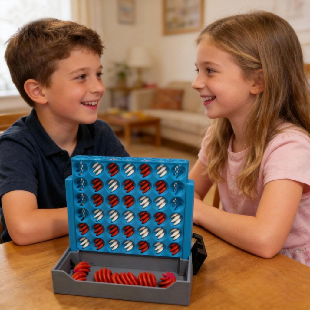 Fun 3D Printing Board Game - Four-in-a- Game. Spiral-shaped Game Pieces. Foldable For Easy Storage. Play As A Two-player Game.