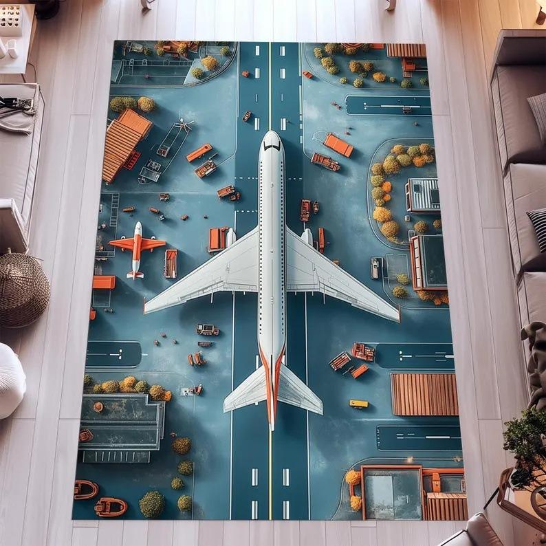 Airport Runway Large Carpet Rug for Home Living Room Bedroom Sofa Doormat Decor Kids Play Area Rug Carpet Non-slip Floor Mat