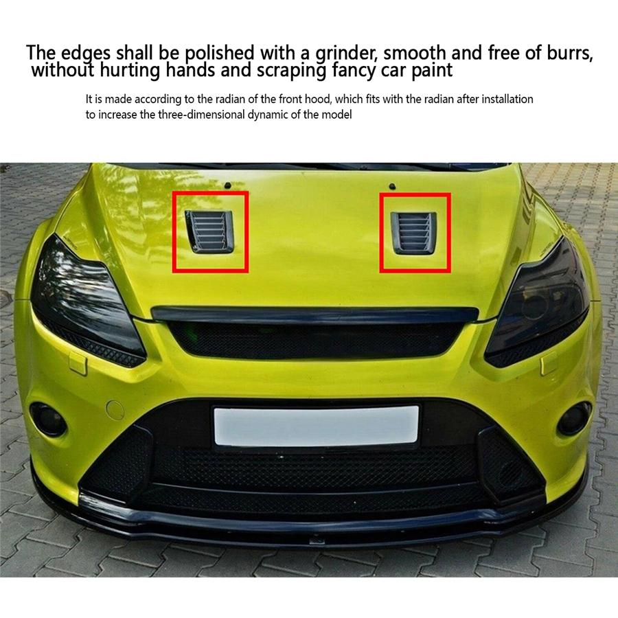 1 Pair Glossy Black Car Front Bonnet Vent Hood Air Flow Intake Decorative Cover