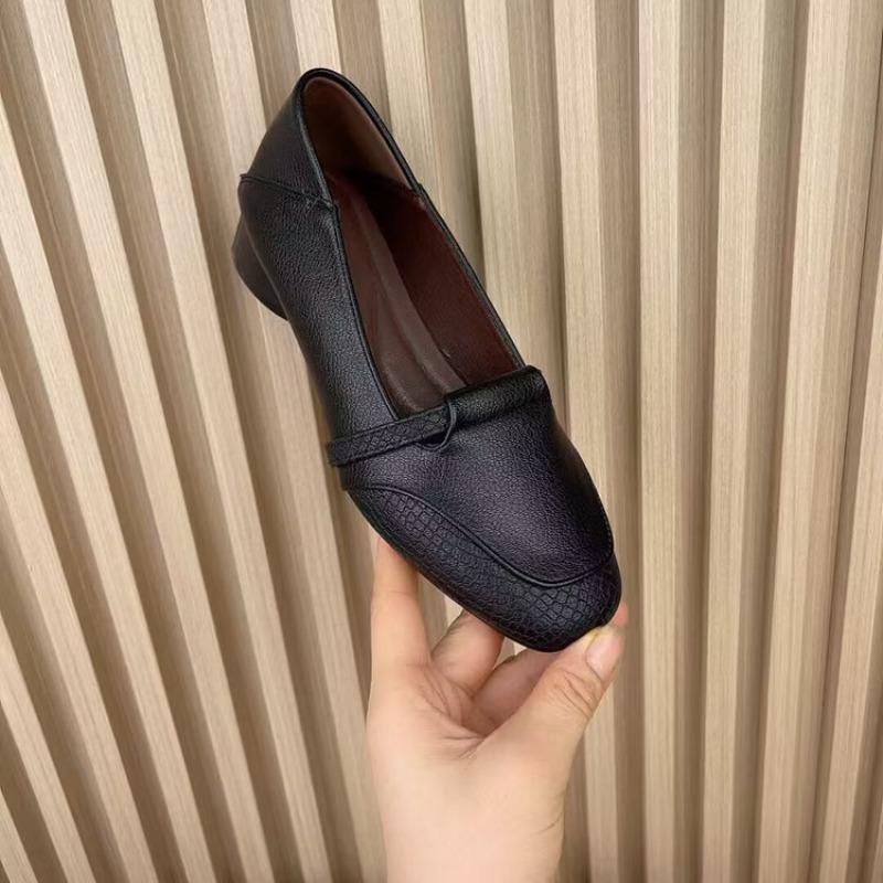 

Autumn new thick heel Mary Jane leather shoes versatile soft sole comfortable casual breathable thin women s shoes 35 чёрный