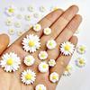 60pcs Realistic White Daisy Flowers with Yellow Centers - Flat-Bottom Floral Decorations, for DIY Crafts, Phone Cases, Nail Art