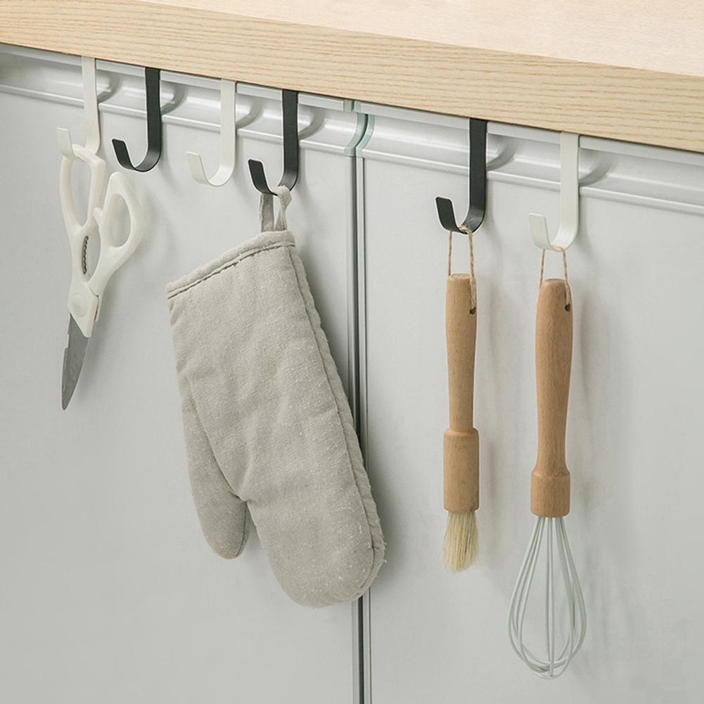 

ABWR-Multi-Purpose Hooks Kitchen Cabinet Door Back Hook Hanging Rack Clothes Coat Hat Towel Hanger Storage Hook Durable Black чорний