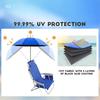 360° Swivel Clamp Umbrella Portable Beach Camping Chair, Deep Blue/Sky Blue/Rose Gold Alloy