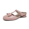 French imitation leather bag head and half slippers women's summer new square head slope heel thick heel low heel outer wear a pair of cool slippers