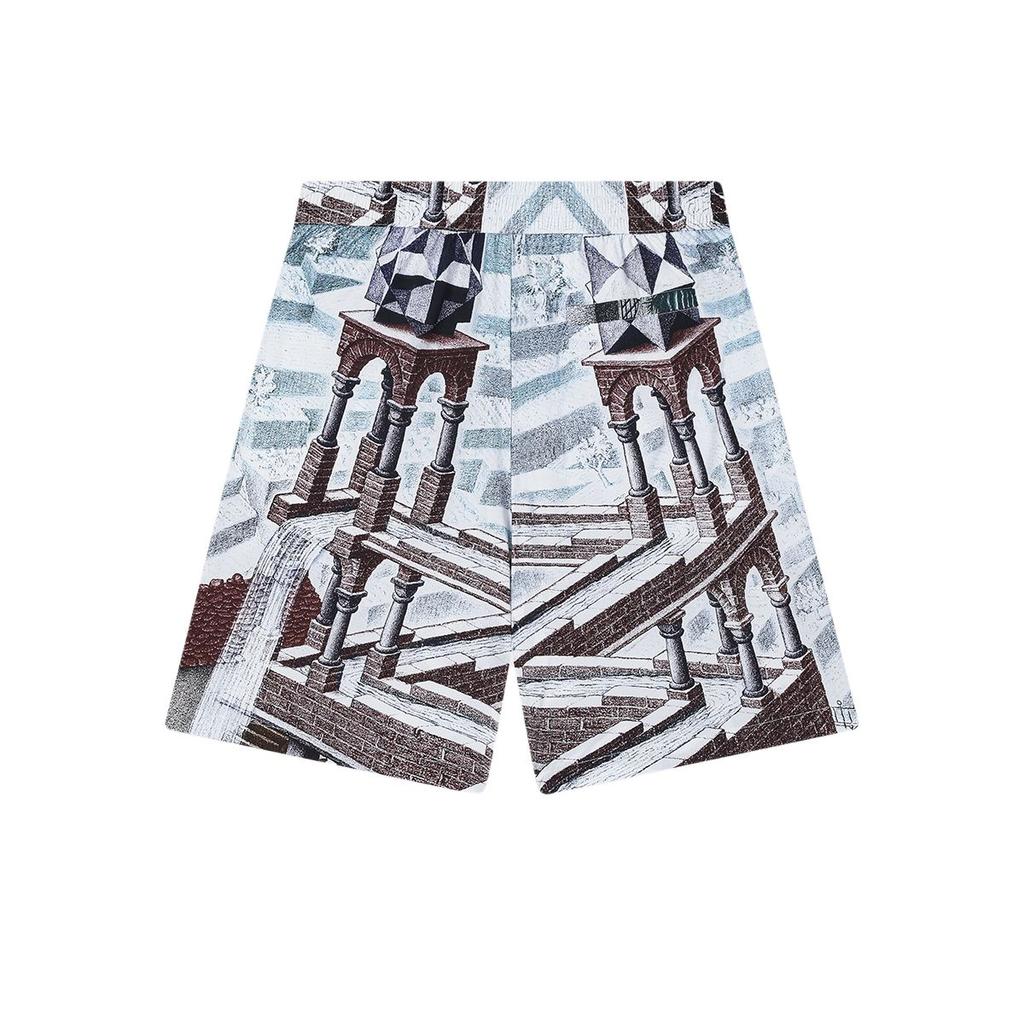 Fila X M.C. ESCHER Collaboration SS25 Heritage Series Minimalist Lace-Up Fashion Five-Point Casual Shorts Men Shorts F11M538802F-ZA