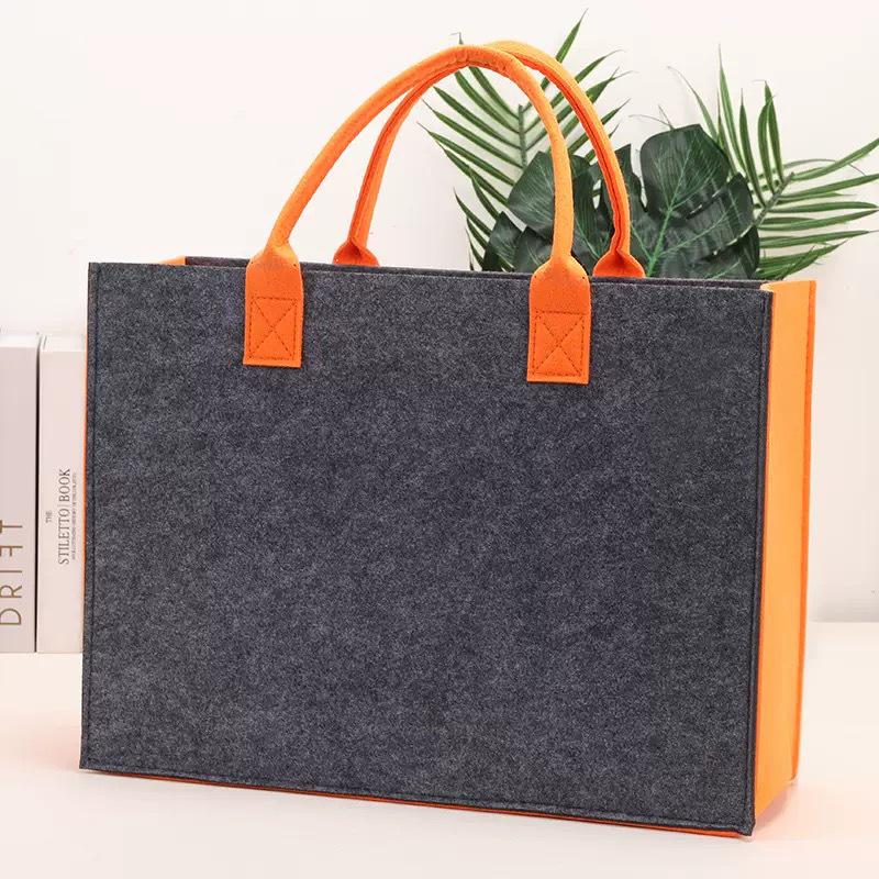 Stylish Color Block Felt Tote Bag - Large Capacity, Customizable for Gifts & Business