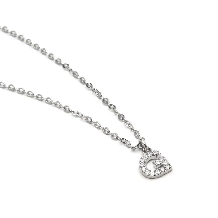 Collier Luxenter avec Zirconium brillant argenté - Alphabet G