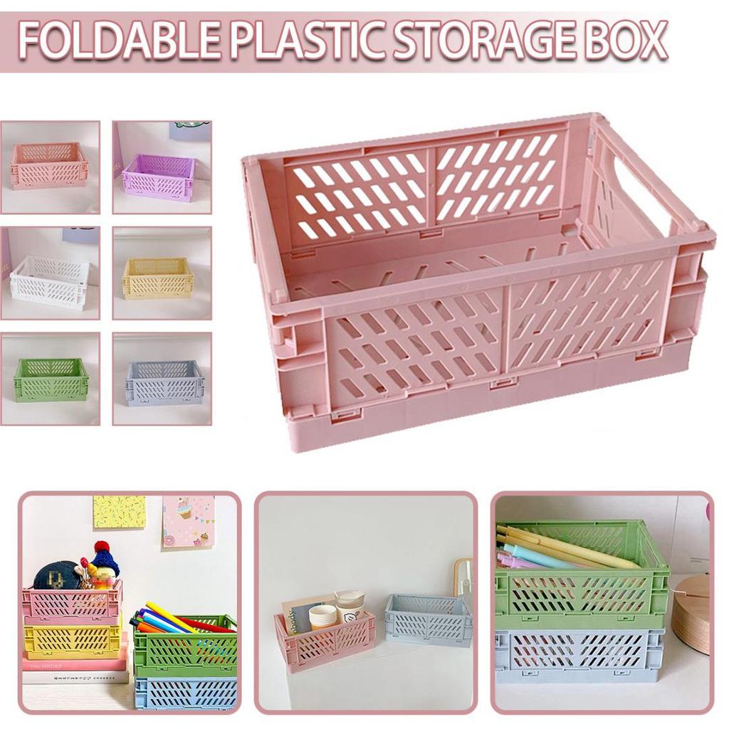 Kell Plastic Baskets Stackable Organizer Pantry Storage Bins Folding Containers Crate