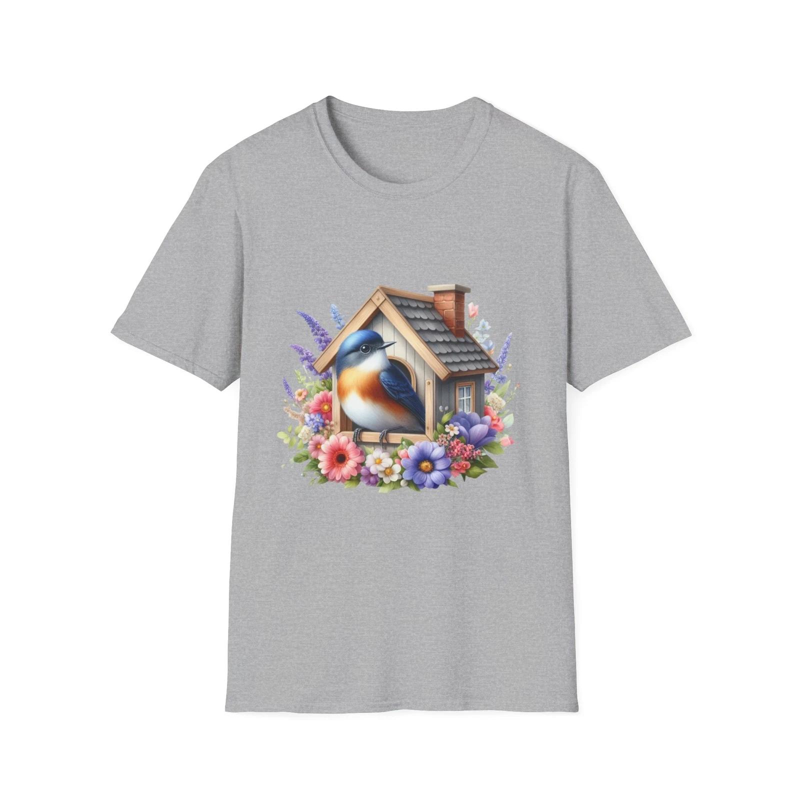 Charming Birdhouse Tee, Floral T-Shirt, Nature Lovers Gift, Cottagecore Style, 3XL