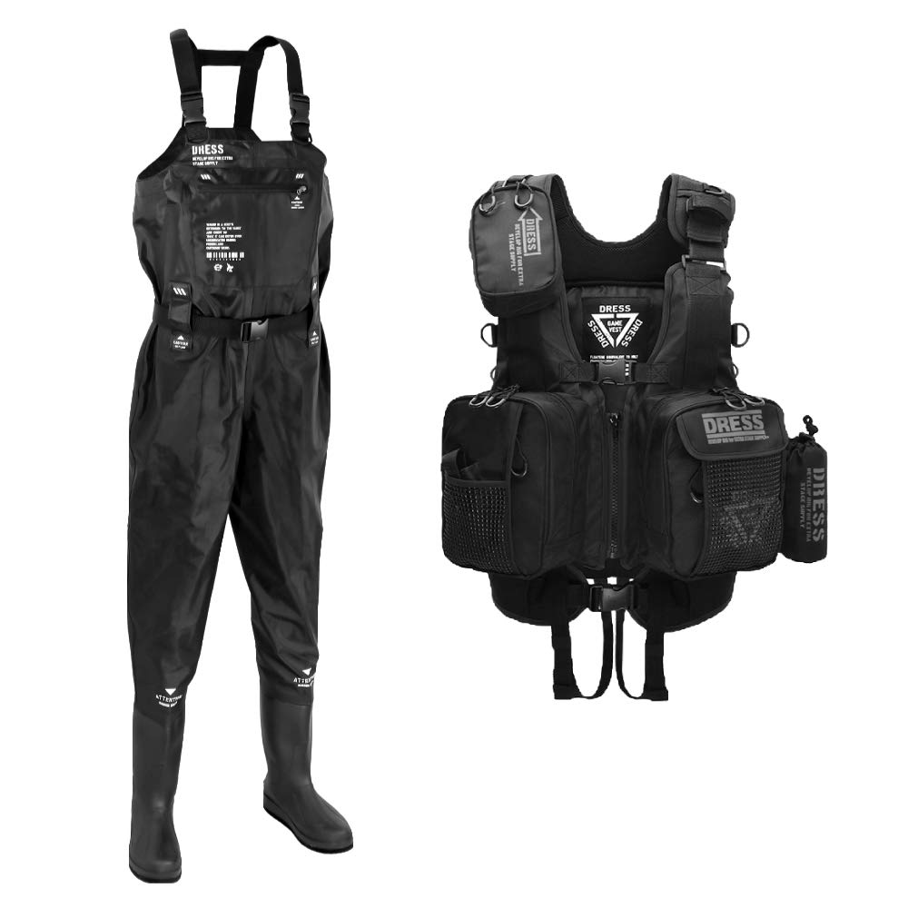 ABITO Petto Alto Wader Spikes Game Vest AIR Nero Set Airborne/Felt S+Floating