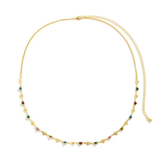 Adjustable Extension Chain Body Chain Multicolor Heart Women Waist Chain for Daily Wear