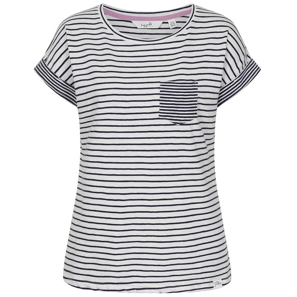 Lazy Jacks Womens/Ladies Striped Rolled Sleeves T-Shirt